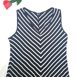 Black & white striped sweater knit tank top Large